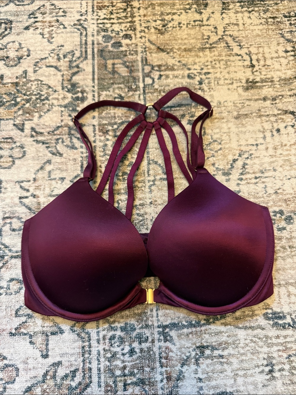 Victoria's Secret Wine Front-Closure Strappy Push Up Bra